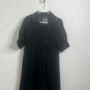 MK2K Wool Coat Black Double Breasted Short Sleeve Coat Jacket Size M/L